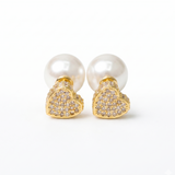 Heart & Pearl Duo Studs Earring