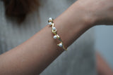 Set of 3: Irregular Pearl Bracelet, Gold Cove Bracelet, Studded Half Heart Cuff