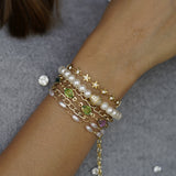Mint Crystals & Pearl Wrap Bracelet
