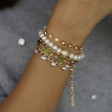 Mint Crystals & Pearl Wrap Bracelet