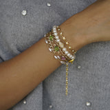 Mint Crystals & Pearl Wrap Bracelet