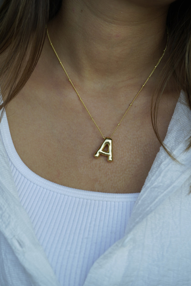 Gold Chunky Initial Statement Necklace