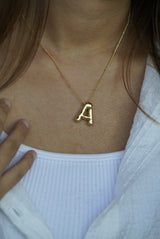 Chunky Initial Statement Necklace - Gold/Silver