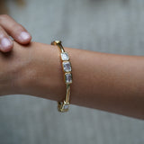 Set of 3:Studded Link Bracelet Cuff, Minimal Sparkling Cuff, Dainty Ruby Cuff