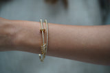 Set of 4: Classic cuff, Link chain cuff, Green Openable Cuff Bracelet, Gold Double Link Studded Cuff