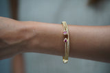 Set of 3:Studded Link Bracelet Cuff, Minimal Sparkling Cuff, Dainty Ruby Cuff