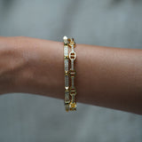Gold Double Link Studded Cuff
