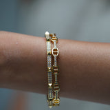 Gold Double Link Studded Cuff