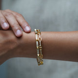 Gold Double Link Studded Cuff