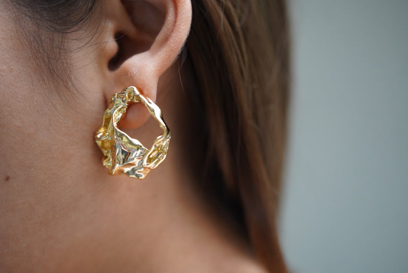 Gold Mini Hammered Stud Earring