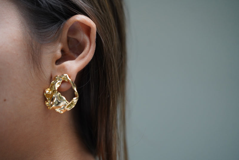 Gold Mini Hammered Stud Earring