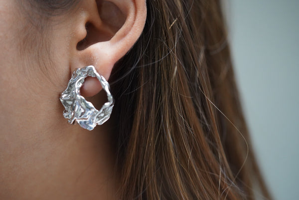 Silver Mini Hammered Stud Earrings