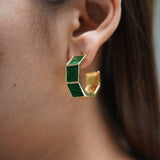 Green Pearl Hoop Earrings