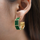 Green Pearl Hoop Earrings