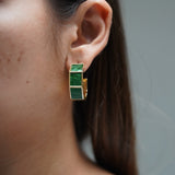 Green Pearl Hoop Earrings