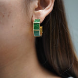 Green Pearl Hoop Earrings