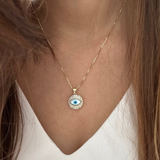 Gold Studded Gazing Evil Eye Necklace