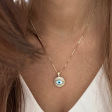 Gold Studded Gazing Evil Eye Necklace