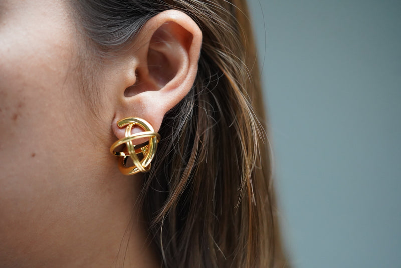 Gold Round Twist Earrings