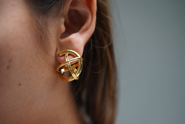 Gold Round Twist Earrings