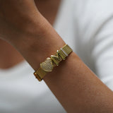 Studded Heart Charm Belt Bracelet