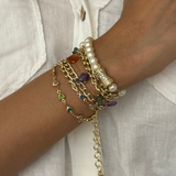 Pastel Stones & Pearl Wrap Bracelet