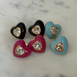 Bubble Heart Gem Studs