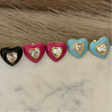 Bubble Heart Gem Studs