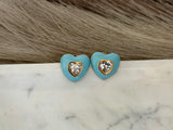 Bubble Heart Gem Studs
