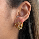 Ribbion Pave Heart Studs