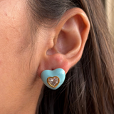 Bubble Heart Gem Studs