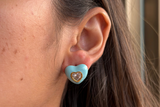 Bubble Heart Gem Studs
