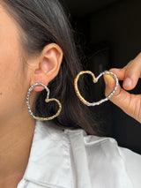 Two Tone Heart Earrings