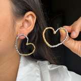 Two Tone Heart Earrings