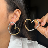 Two Tone Heart Earrings