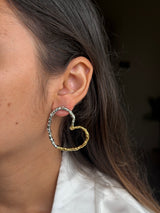 Two Tone Heart Earrings