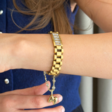 Golden Heartlink Initial Watch Charm
