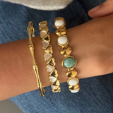 Set Of 3 : Amazonite Gemstone Cuff, Bamboo cuff, Heart cuff