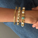 Set Of 3 : Amazonite Gemstone Cuff, Bamboo cuff, Heart cuff
