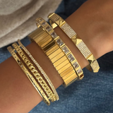 Set of 4:Luster Bracelet, Studded stackable cuff, Arrow Studded Cuff, Signature Bangle Cuff