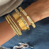 Set of 4:Luster Bracelet, Studded stackable cuff, Arrow Studded Cuff, Signature Bangle Cuff