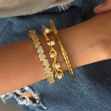 Set of 3: Irregular Pearl Bracelet, Gold Cove Bracelet, Studded Half Heart Cuff
