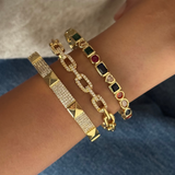 Set Of 3: Rainbow Cuff, Arrow Studded Cuff, Studded Link Bracelet Cuff