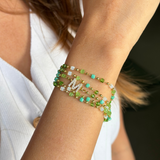 Sunshine Jade Green Initial Magnetic Bracelet
