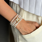 Pearl Studded Initial Magnetic Bracelet (Bestseller)