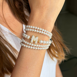 Pearl Studded Initial Magnetic Bracelet (Bestseller)