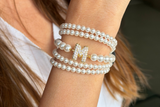 Pearl Studded Initial Magnetic Bracelet