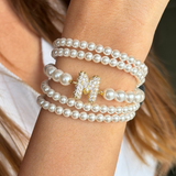 Pearl Studded Initial Magnetic Bracelet (Bestseller)