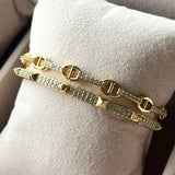 Gold Double Link Studded Cuff