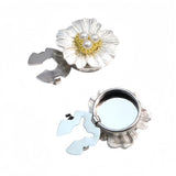 Matte Textured Flower Button Brooch